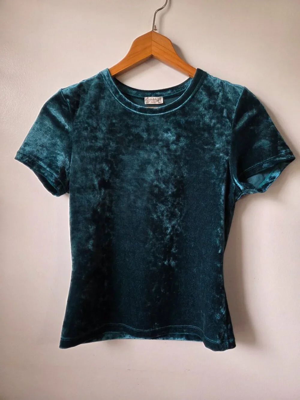 LIKE NEW INTIMATELY FREE PEOPLE TEAL / TURQUOISE VELVETY FEEL TEE SIZE M